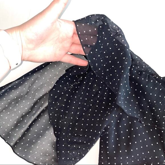 NWT Citrine Black Micro Polka Dot Tiered Ruffle Boatneck Blouse Size 12 - Picture 8 of 11